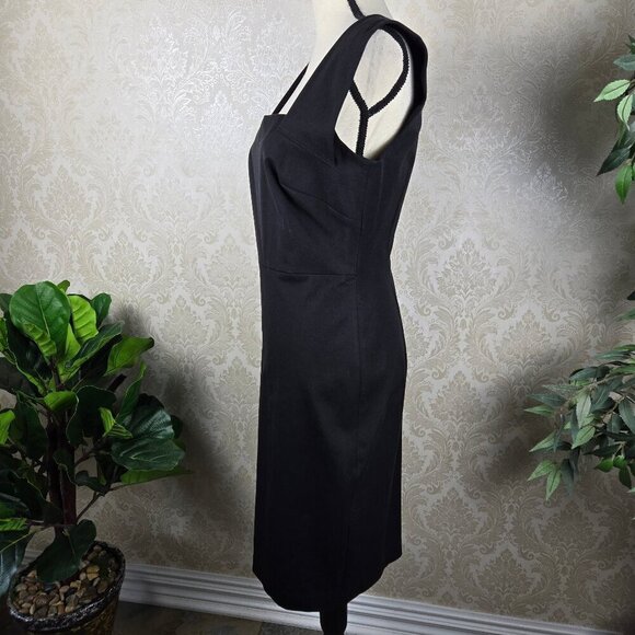 Roland Mouret for Banana Republic Size 10 Black Bodycon Sheath Dress Square Neck - Picture 4 of 9